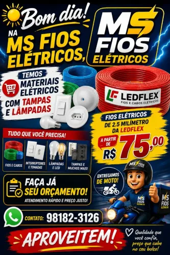 FIOS ELÉTRICOS DE 2, 5MM A PARTIR DE 75 REAIS