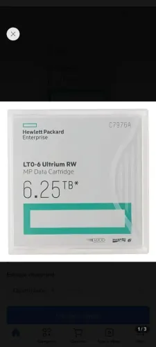 Fita HPE HP LTO-6 Ultrium C7976A 2,5TB / 6,25TB RW - Novas