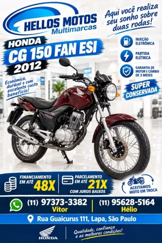Honda fan 150 2012 aceito moto na troca aceito cartão 12 X 18x 21x 1.8% am