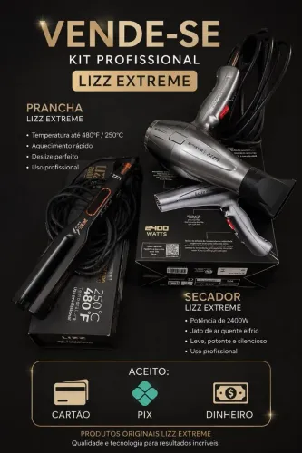 Kit profissional com Secador e chapinha lizze extreme