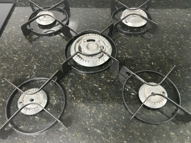 Kit Original 5 Trempe Grelha e 5 Coroa do fogão Cooktop Electrolux tripla chama 5 Bocas