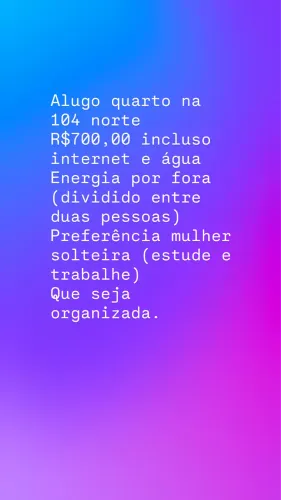 Dividir aluguel 104 norte