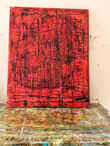 quadro abstrato monocromático