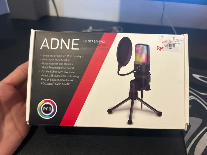 Microfone gamer reddragon adne rgb preto gm212