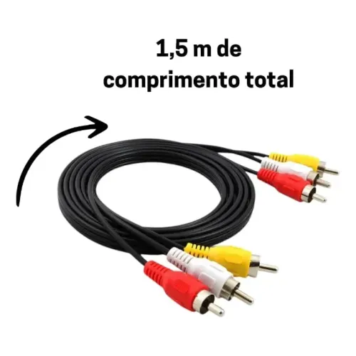 Cabo Áudio e Vídeo AV 3 RCA Original - TV, DVD, Videogame e Som
