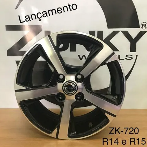 Roda aro 14 GM Onix zk720 Preta com diamantado Jogo novo