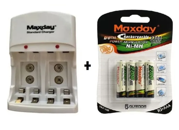 Kit 4 Pilhas Aa 2700mah Recarregável Palito + Carregador Pilhas