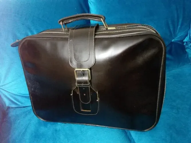 Antiguidade Mala SuitCase Anos 70 Couro Figurino