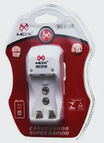 Carregador de Pilha Mox MO-CP30 Bivolts para Pilhas AA, AAA e 9V