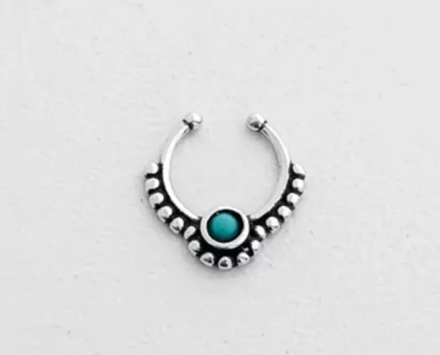 Piercing em prata 925 com pedra turquesa