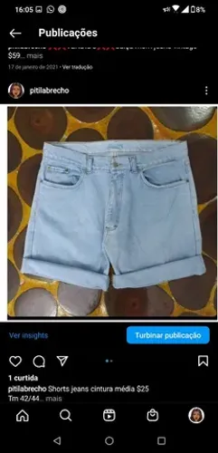 Shorts cintura média Tm 42/44