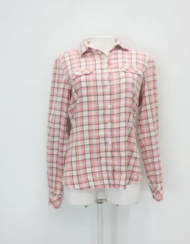camisa manga longa xadrez feminina rosa tamanho m