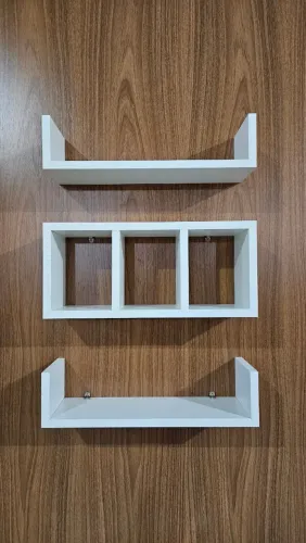 Nicho organizador com prateleiras em U branco para banheiro em MDF 15mm