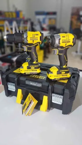 Combo de parafusadeira e chave de impacto a bateria 20v profissional - Stanley (Loja/Nova)