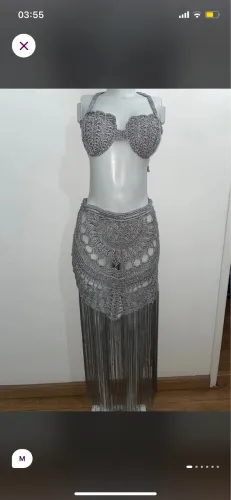 Conjunto crochê prata