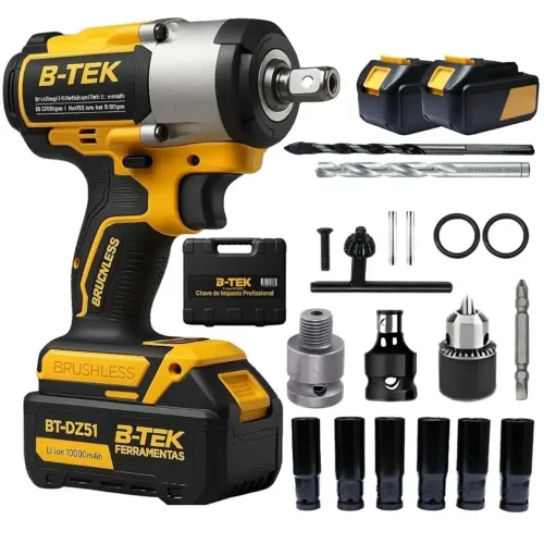 Parafusadeira Furadeira Chave de Impacto 48V com 2 Baterias Recarregáveis Bivolt
