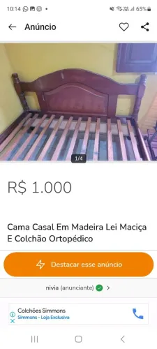 Cama Casal Madeira Maciça