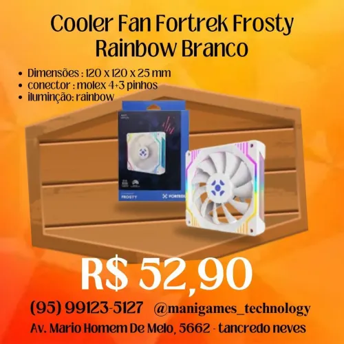 Cooler Fan Fortrek Frosty Rainbow Branco