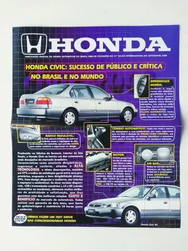 Honda 2001 Civic, CRV, Accord, S2000 - Catálogo Folder Folheto