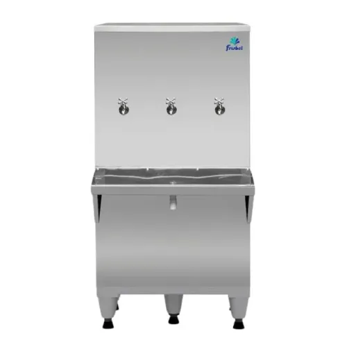 Bebedouro Industrial de Coluna Frisbel 100 Litros 3 Torneiras Geladas Inox - 220V