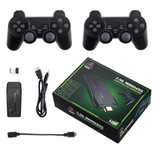 Kit Game Stick + 2 Controles Wireless para TV