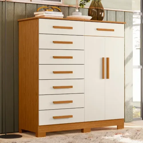 Cômoda com Cabideiro e 8 Gavetas na Promoção 