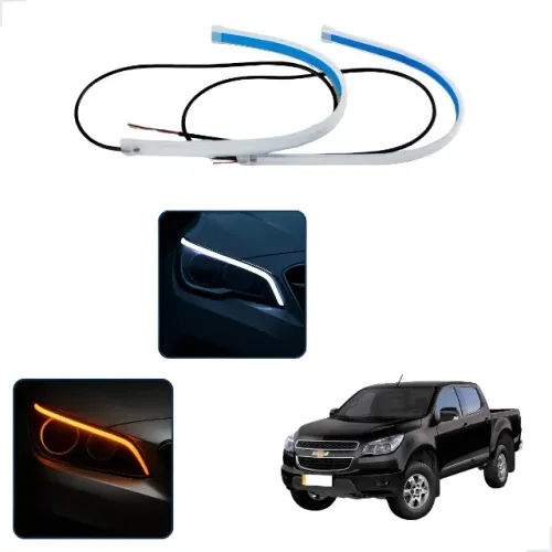 Kit Fitas Led Drl Farol + Seta 12v 60cm S10 2019 2020 2021