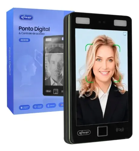 Ponto Digital e Controle de Acesso Knup RE1036 Biometria Facial e Senha Novo