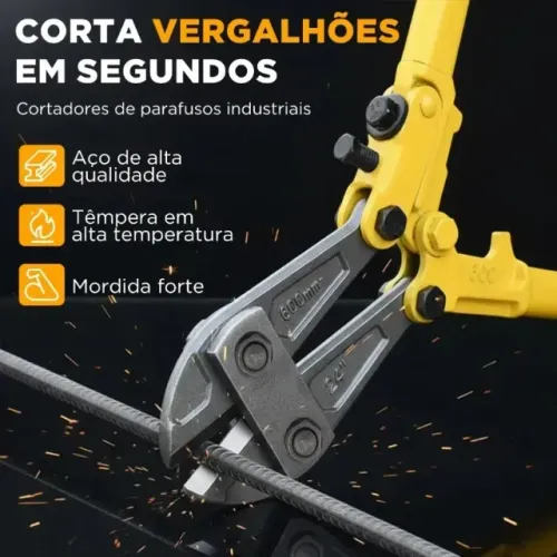 Alicate Tesoura Corta Vergalhão Ferro Grande Corte Cadeados 30 Polegadas