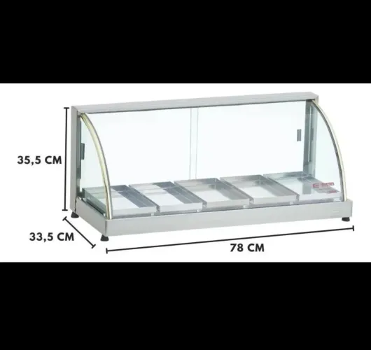 Estufa vitrine elétrica para salgados - 5 bandejas 