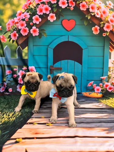 Pug 2 abricó machinhos puros porte menor pedigree