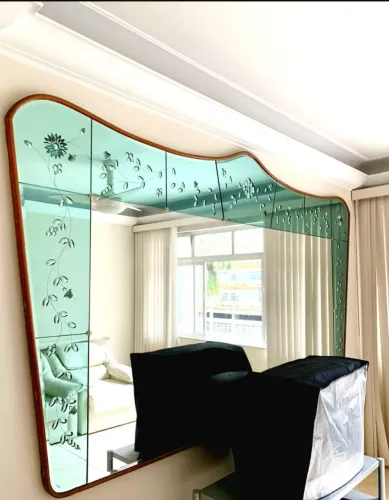 Espelho Veneziano vintage  design Florais Gravados