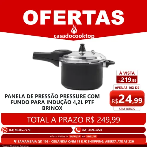 Panela De Pressão Pressure Com Indução 4,2L PTF Brinox