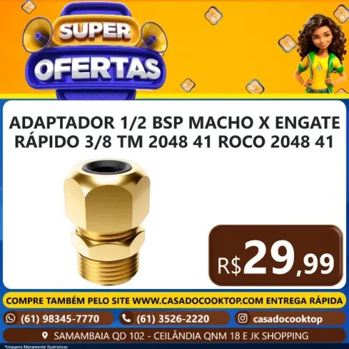 ADAPTADOR 1/2 BSP MACHO X ENGATE RÁPIDO 3/8 TM 2048 41 ROCO 2048 41