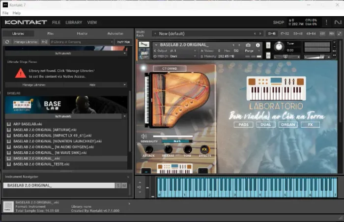 Livraria BaseLab2.0 para Kontakt atualizada.