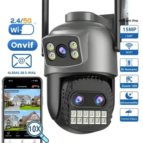 BESDER 15MP Câmera Wifi PTZ Tela Dupla Externa 10X Zoom Digital Detecção Humana
