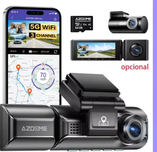 Câmera Veicular AZDOME M550 Pro 4K Original - NOVA Lacrada com GPS e Wi-Fi