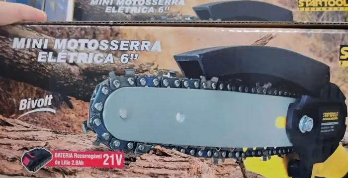 Mini Motosserra Elétrica 6" - Bateria Recarregável 21V