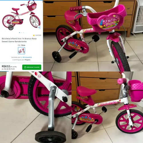 Bicicleta Infantil Bandeirante Sweet Game Aro 14 - R$ 250,00