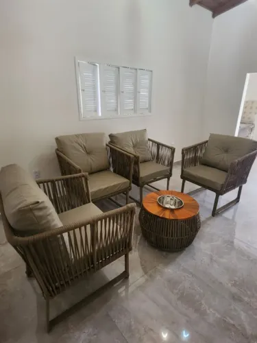Conjunto Varanda/Jardim em Corda Náutica e Alumínio + Mesa com Champanheira