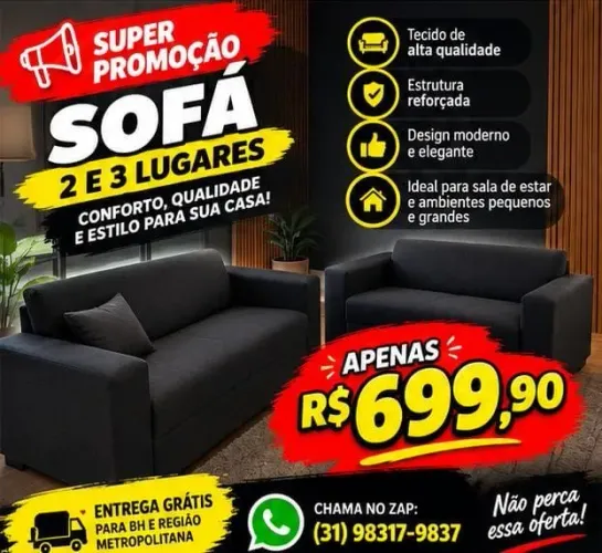 SOFÁ NOVO COM PREÇO BAIXO, FRETE GRÁTIS PARA BH E REGIÃO METROPOLITANA