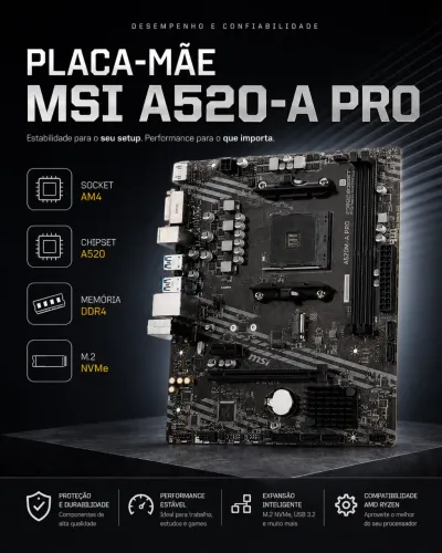URGENTE Placa-mãe MSI A520-A PRO AM4 DDR4 NVMe