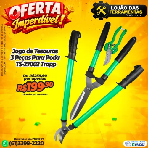 Jogo de Tesouras 3 Peças Para Poda TS-27002 Trapp