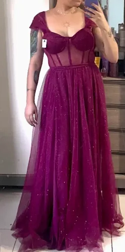 Vestido de festa fúcsia