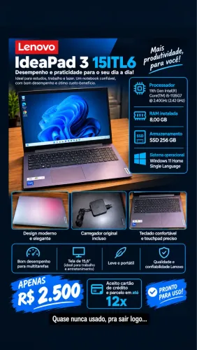 Notebook lenovo IdeaPad 8 de ram ssd256