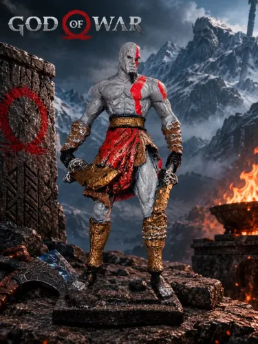 Estátua Kratos God of War - Figura Decorativa Colecionável - Pintura Artesanal
