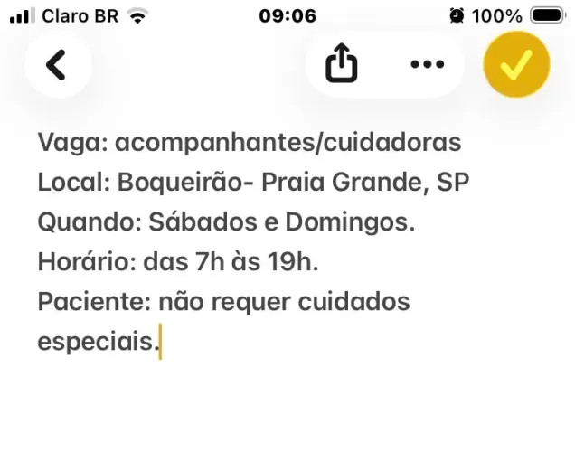Vagas p/ Acompanhantes e Cuidadoras