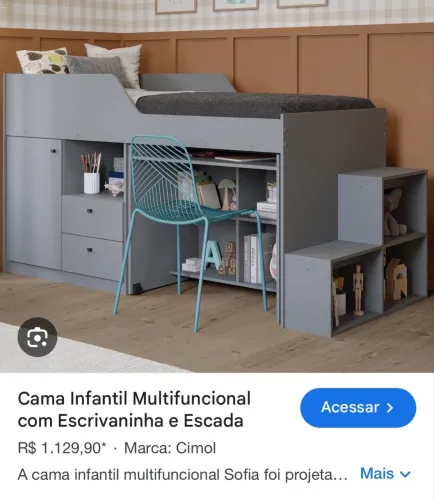 Cama elevada com escrivaninha