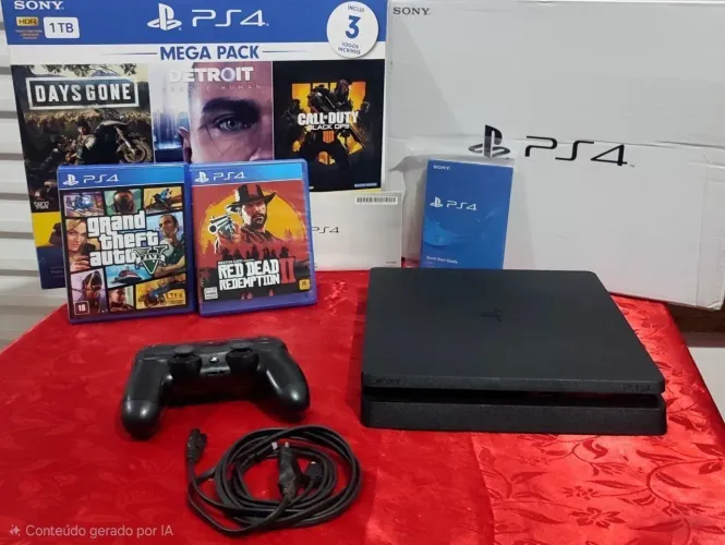 PS4  +  CONTROLE + 30 JOGOS +TODOS OS CABOS - aceito cartão/ faço olx pay
