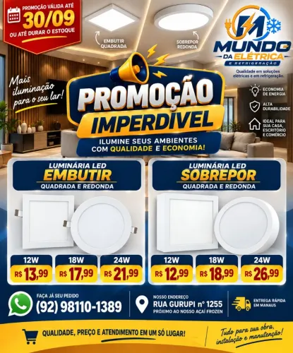 Luminárias led Aparti de 14,00